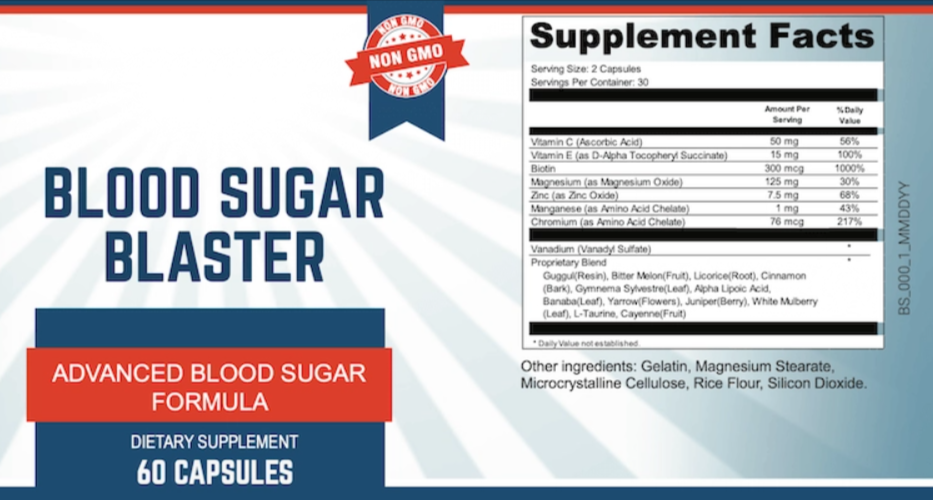 Blood Sugar Blaster supplement facts